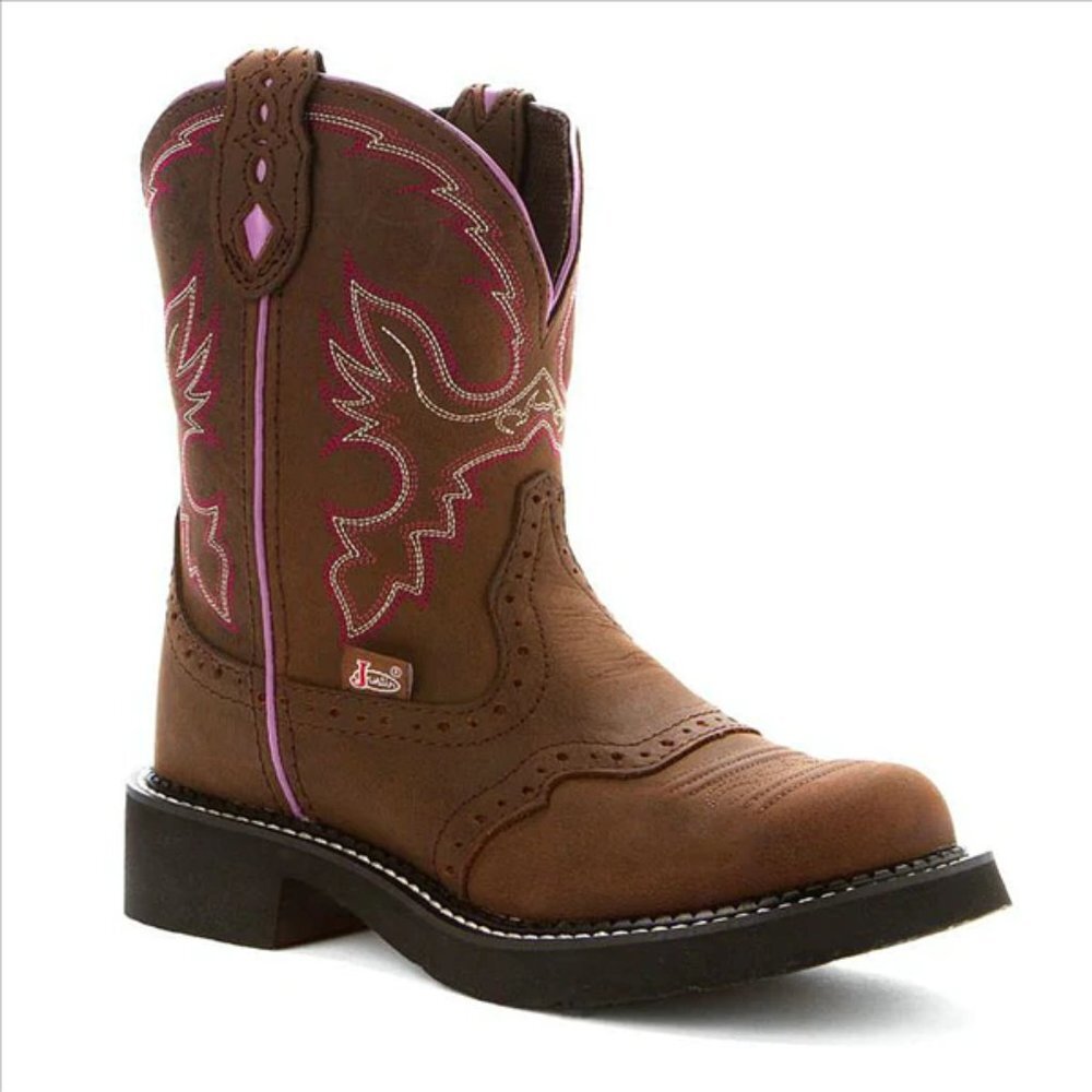 Justin Gypsy Western Boot Womens Size 6.5 B Leather Ankle Boots Round Toe Heels - Picture 13 of 13